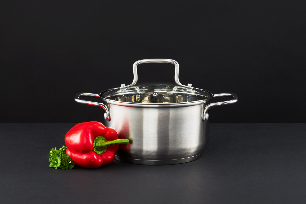 Oala cu capac Hugo, Ambition, 18 cm, 2 L, inox AISI 304/sticla, argintiu - imagine 3